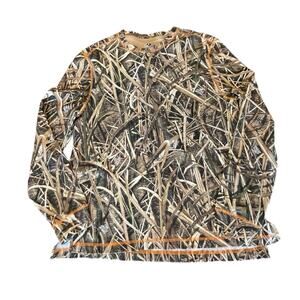 Mossy Oak Camouflage Shadow Grass Blades Pullover 1/4 Button Men's Large EUC